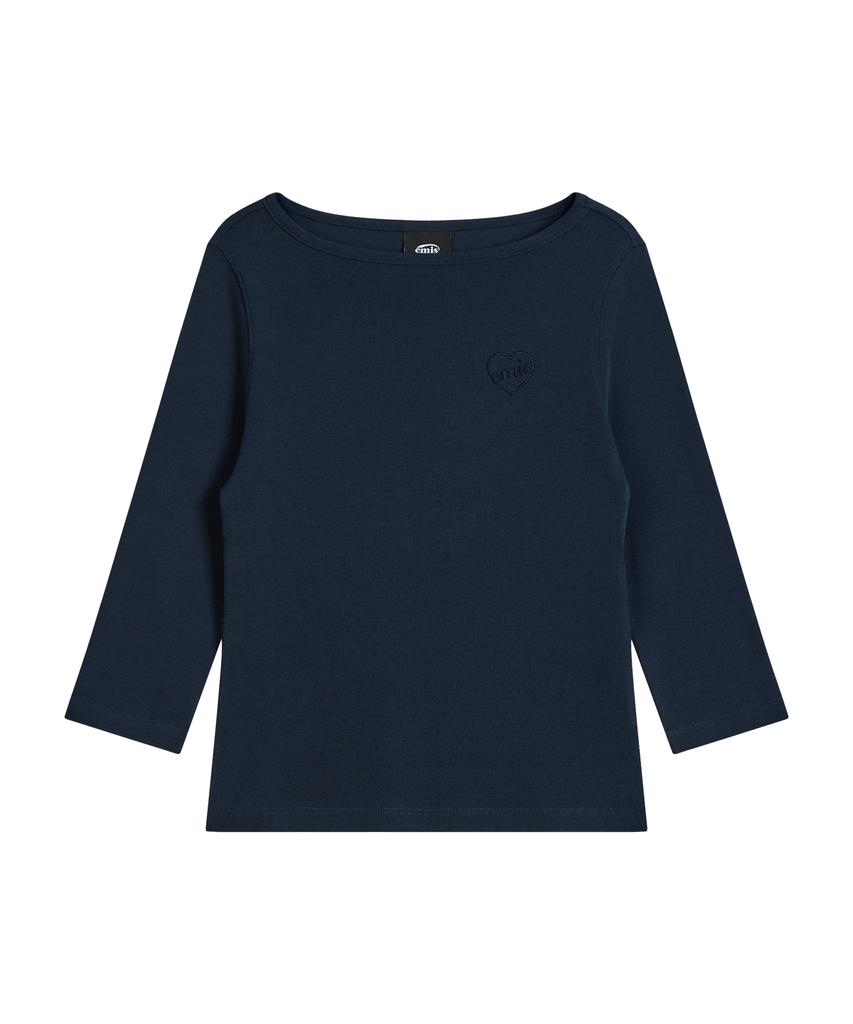 Imiseu (W) Boat Neck 3/4 Sleeve T-Shirt-Navy