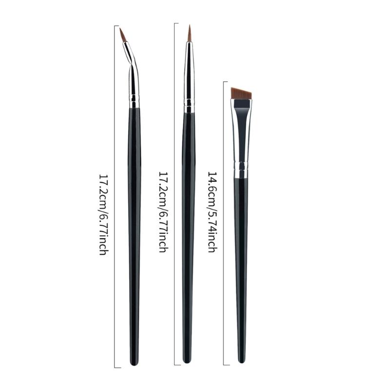 3pcs Fine Tip Angled Eyeliners Brushes With Wood Handle Makeup Brush For Detailed Looks Suitable For Various Occasion