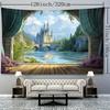 1pc Fantasy Castle Landscape Print Tapestry, European Fairy Tale Style Bohemian Home Decor for Living Room or Bedroom, Holiday Gift with Free Installa