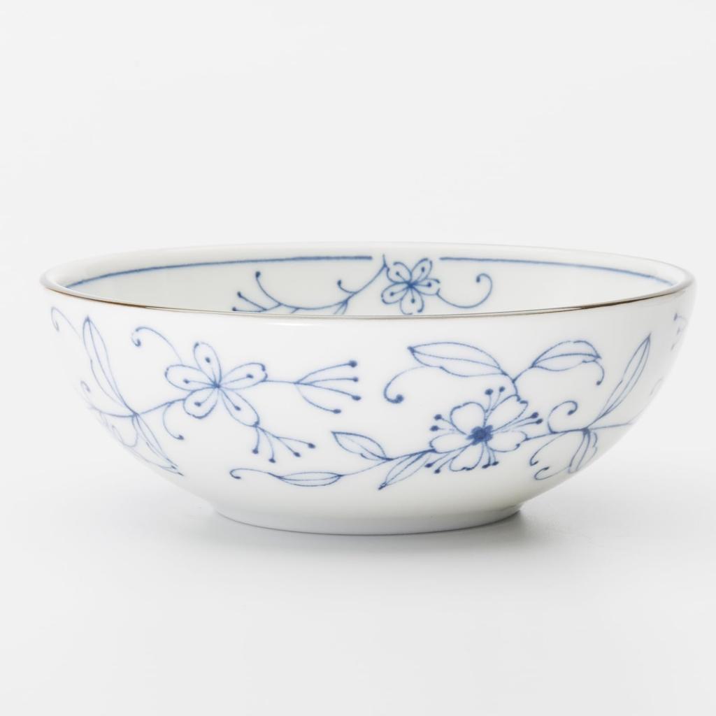 Mino Ware Dinnerware Set of Small 12cm Microwave and Dishwasher Made in Product Number 564617 "Line Arabesque" 5, Bowls, Plates, Approx. Diameter,