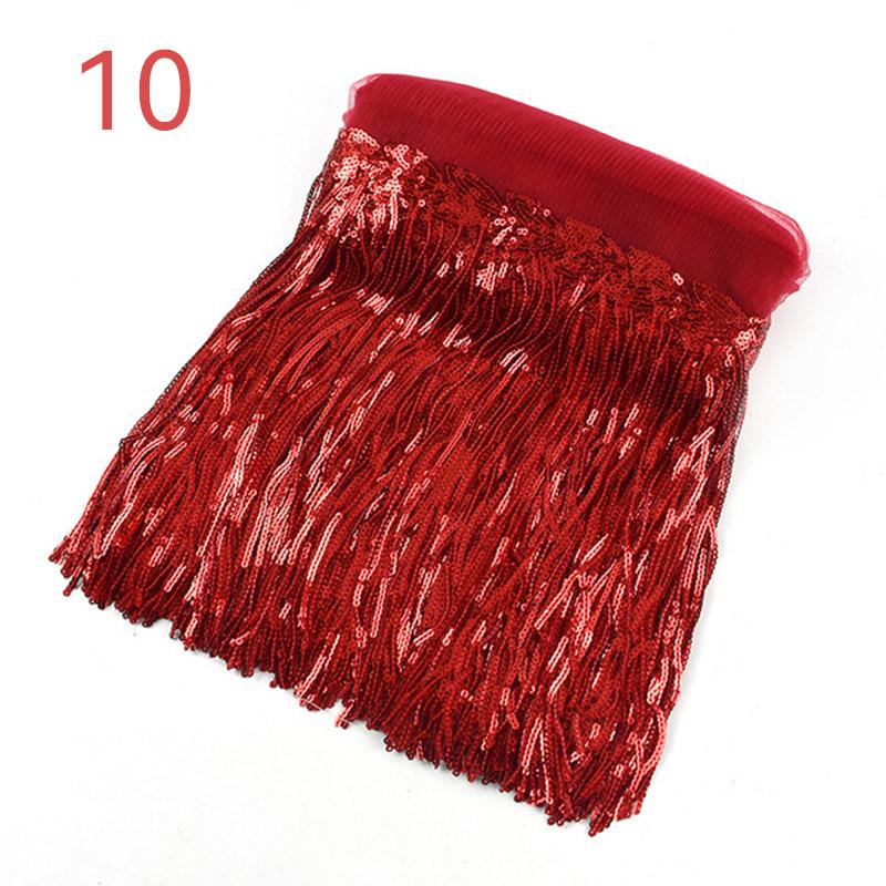 10 Yard 20cm Colorful Sequins Tassel Lace Fabric Fringe Trim Ribbon Latin Dance Performance Dresses Decor Diy Sewing Accessories