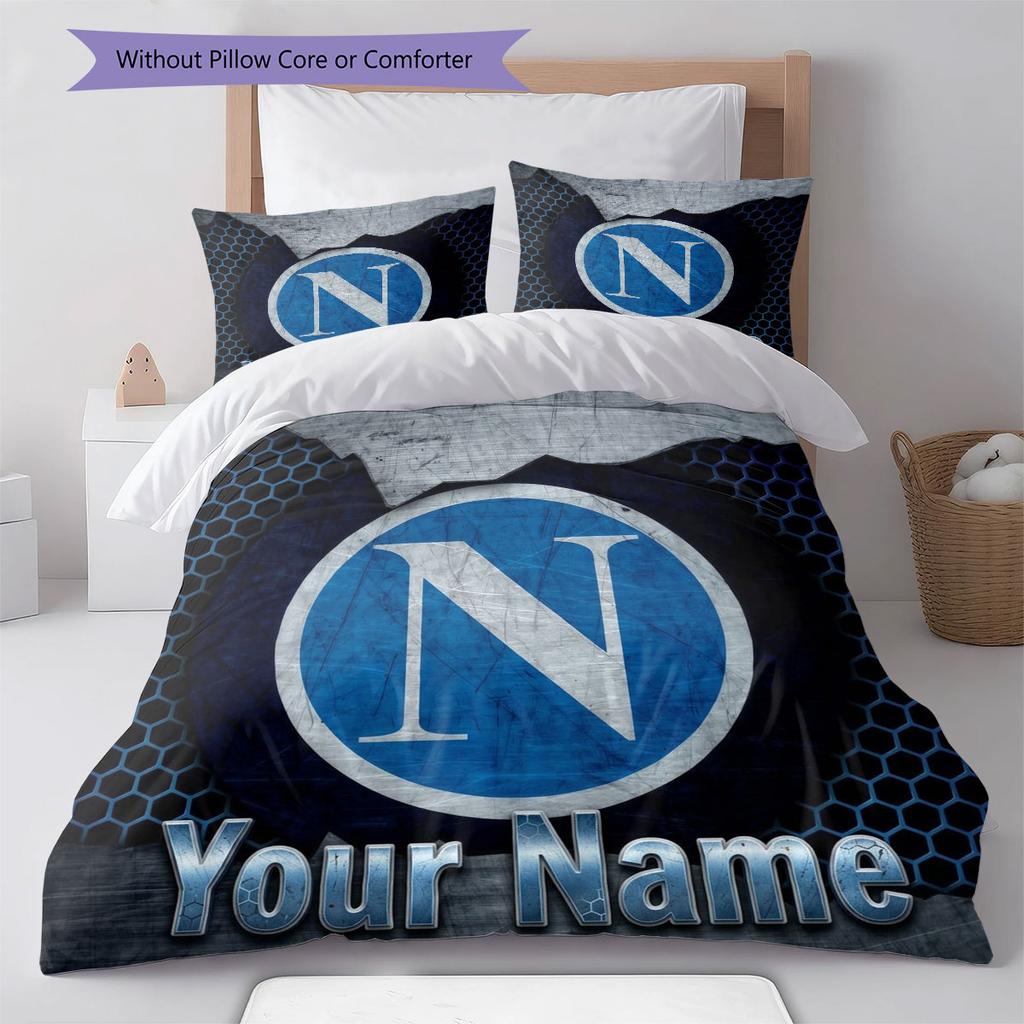 SSC Napoli Custom Name Pattern Bedding,Quilt Set Quilt Cover Pillowcase Home Birthday Gift(1 * duvet cover + 2 * pillowcase, without core)