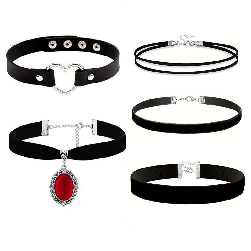 6pcs Women’s Black Lace Choker Necklace Set