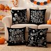 VIKAMA Retro Halloween Pillow Cover Trick Or Treat Happy Halloween Skeleton Ghost Cushion Case For Living Room Sofa Home Decor