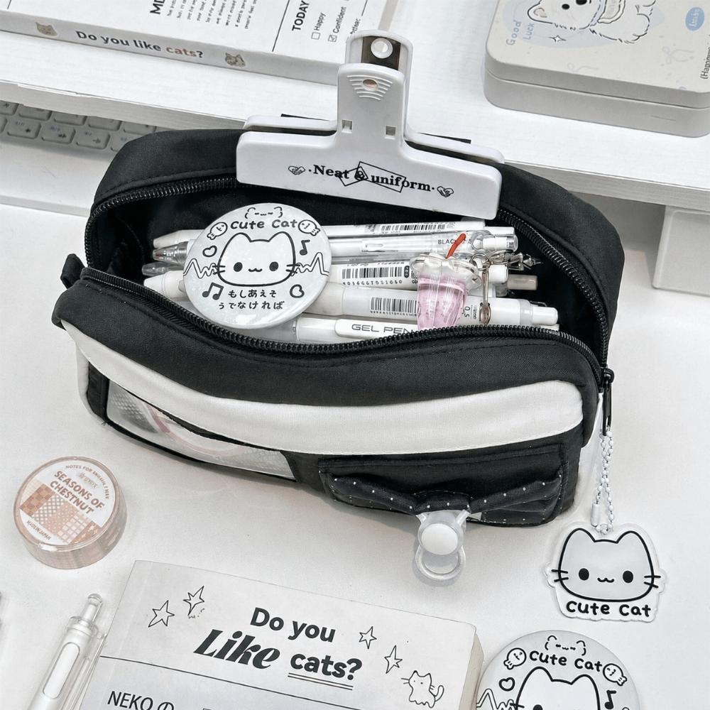 Black White Pen Bag Polka Dot Pencil Pouch Korean Pen Storage Organizer Gift