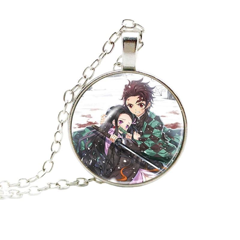Anime Accessories Time Gem Necklace Alloy Glass Pendant Sweater Chain  European American Jewelry Fashion For Kids