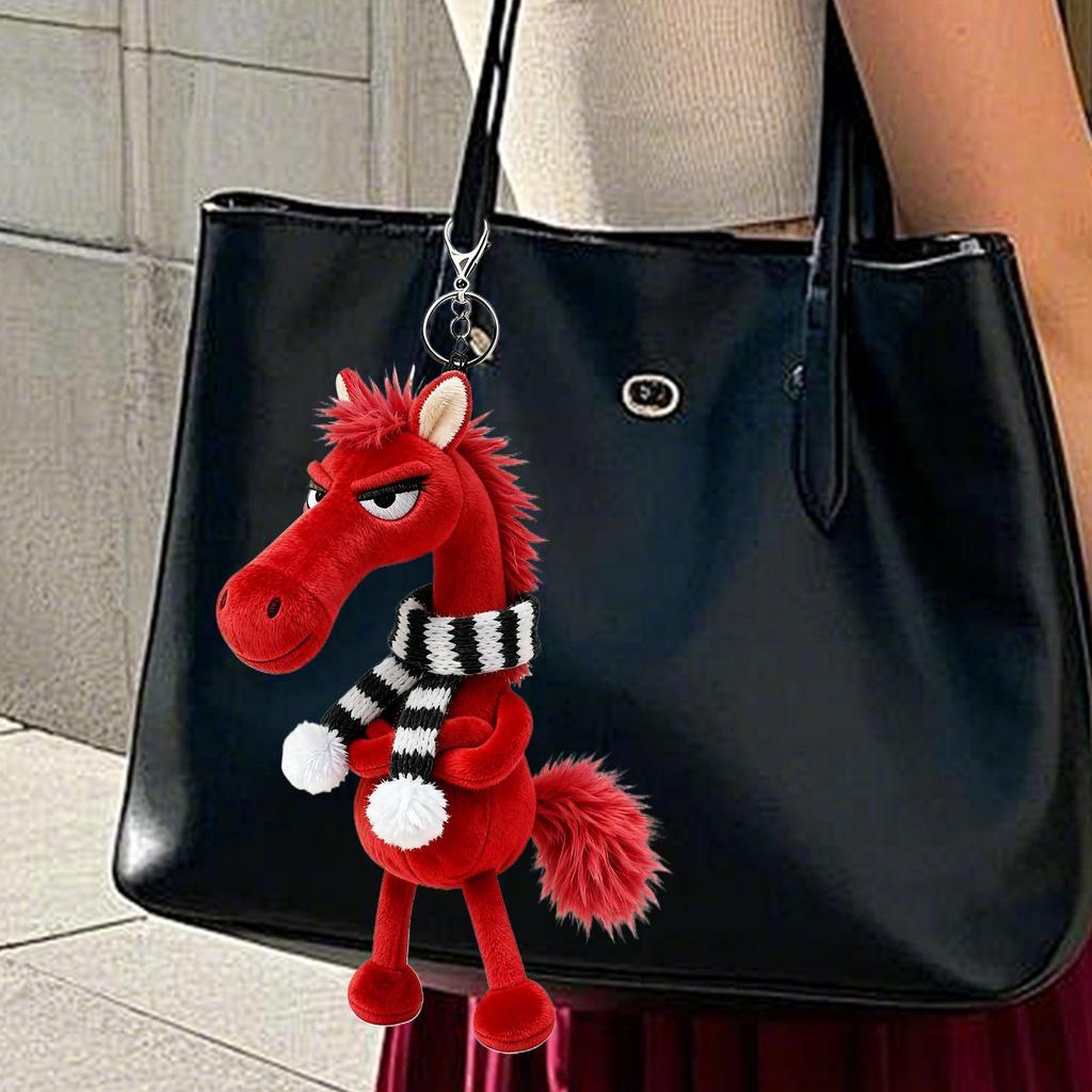 Black Horse Keychain Plush Toy Backpack Pendant Decoration 2026 Year Of The Horse Plush Toy New Year Gifts For Boys And Girls