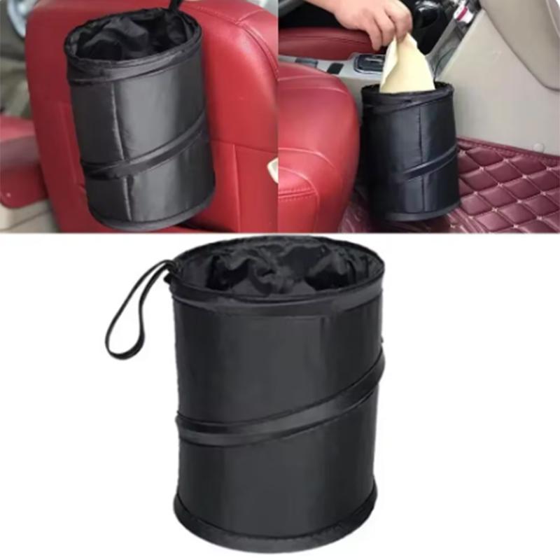 1PC Portable Car Trash Can Durable Foldable Hanging Storage Bag Oxford Cloth Universal Chair Back Bucket for Vehicle Interior Or