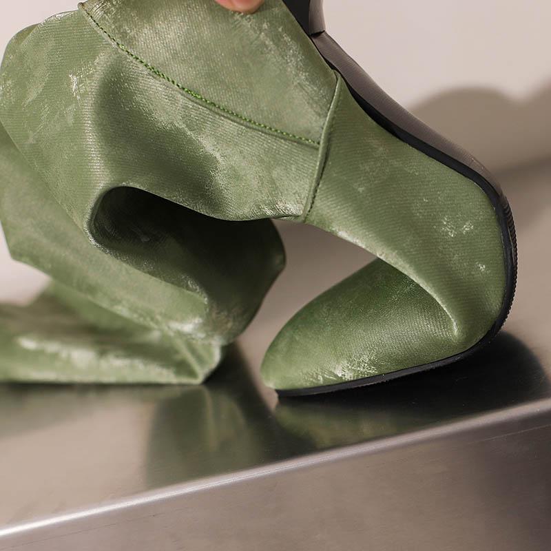 Women's High-heeled Boots, Autumn and Winter New European and American Style Solid Color Pointed Toe Thin Heel Oversized Casual Boots