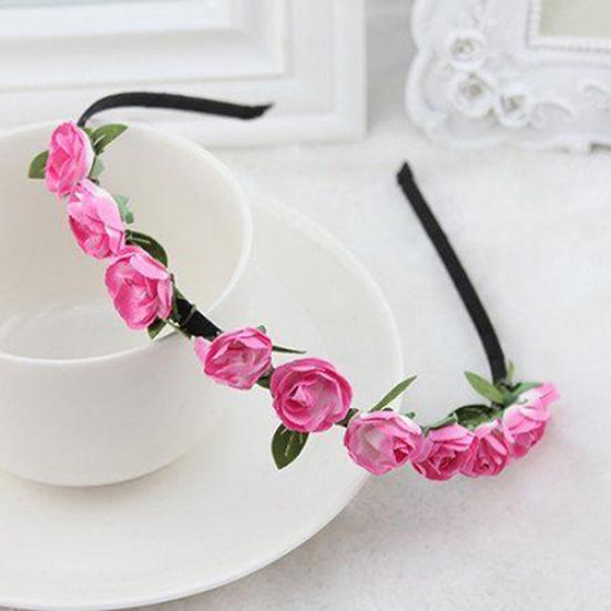 Rose Flower Crown Festival Headband Wedding Garland Floral Hairband Accessory