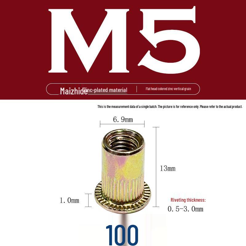 Stainless Steel & Carbon Steel Zinc-Plated Vertical Grain Through Hole Rivet Nut
