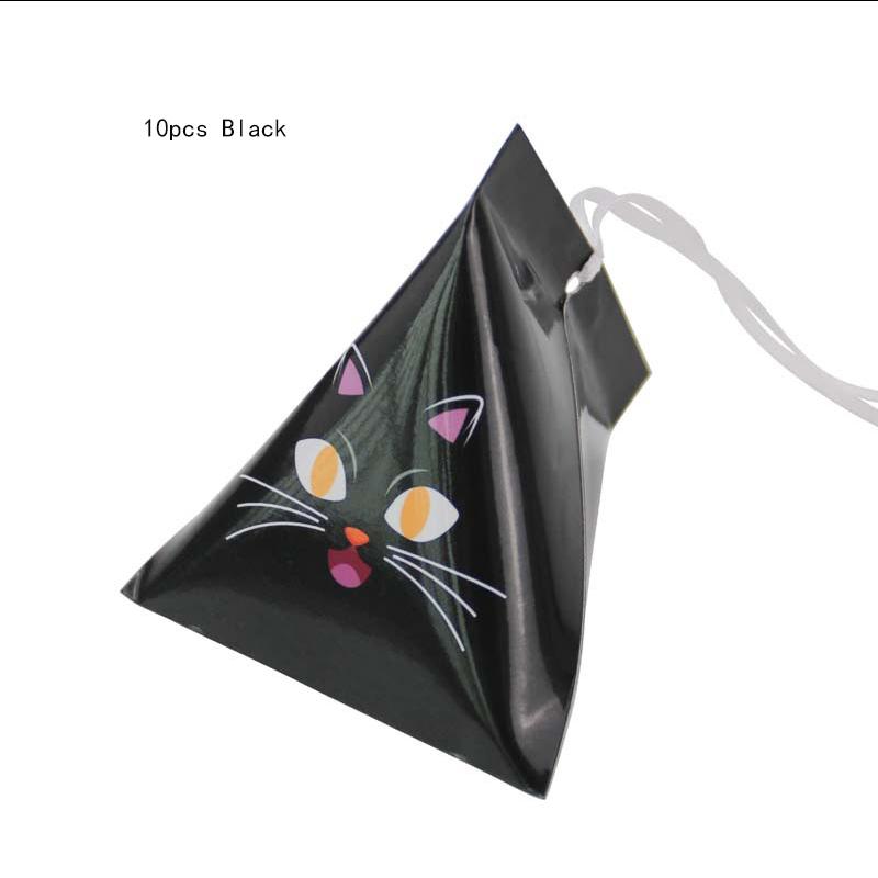 10Pcs Halloween Creative Triangle Candy Bag Halloween Multi Functional Storage Bag Cartoon Pattern Bag