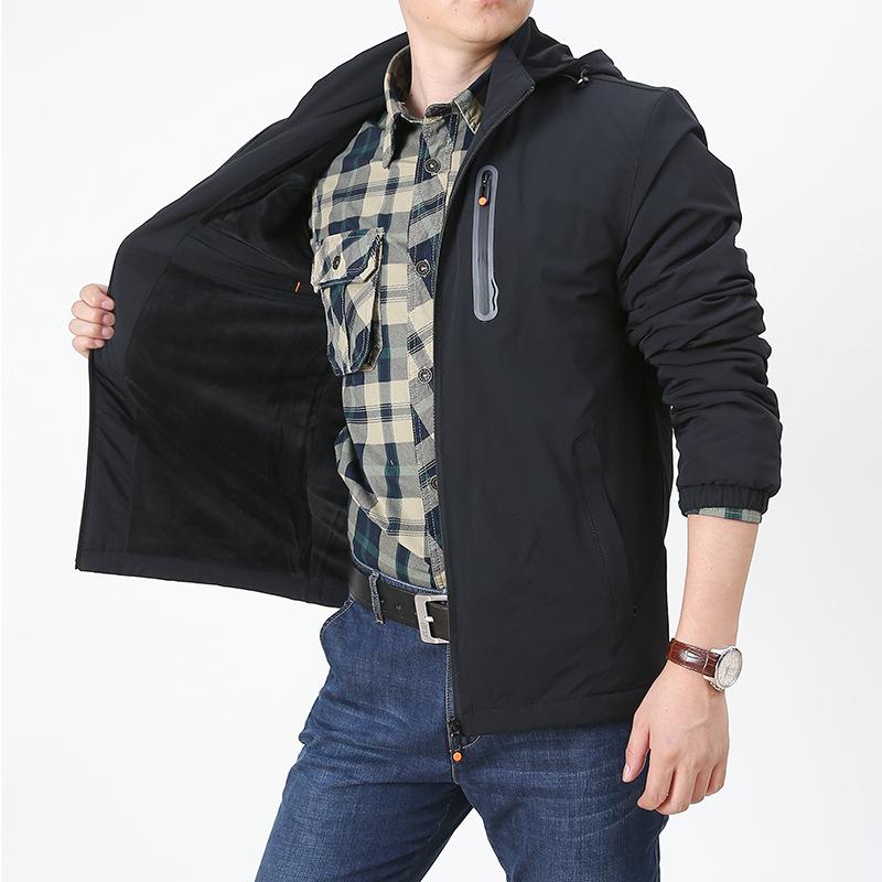 Spring and Autumn New Style Velvet Thickened Warm Stretch Jacket Men's Outdoor Four-sided Elastic Quick-drying Breathable Jacket
