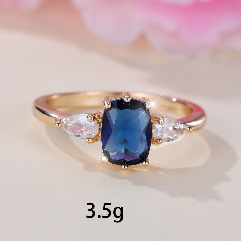 Wish European and American Six-claw Inlaid Sapphire Ring Simple Light Luxury Ring
