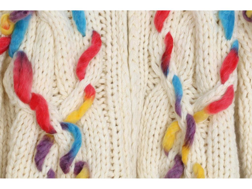 Handmade Retro Cable Knit Floral Cardigan Sweater for Women