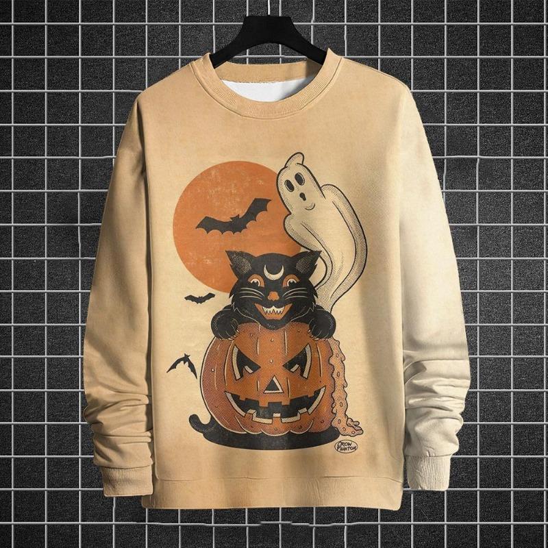 Halloween Sweatshirts For Men Pumpkin 3d Print Long Sleeve T-Shirt