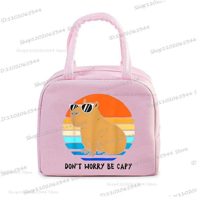 Cute Capybara Print Women Men Lunch Bag Fashion Animal Capybara Portable Insulated Bags School Kids Multifunctional Food Handbag