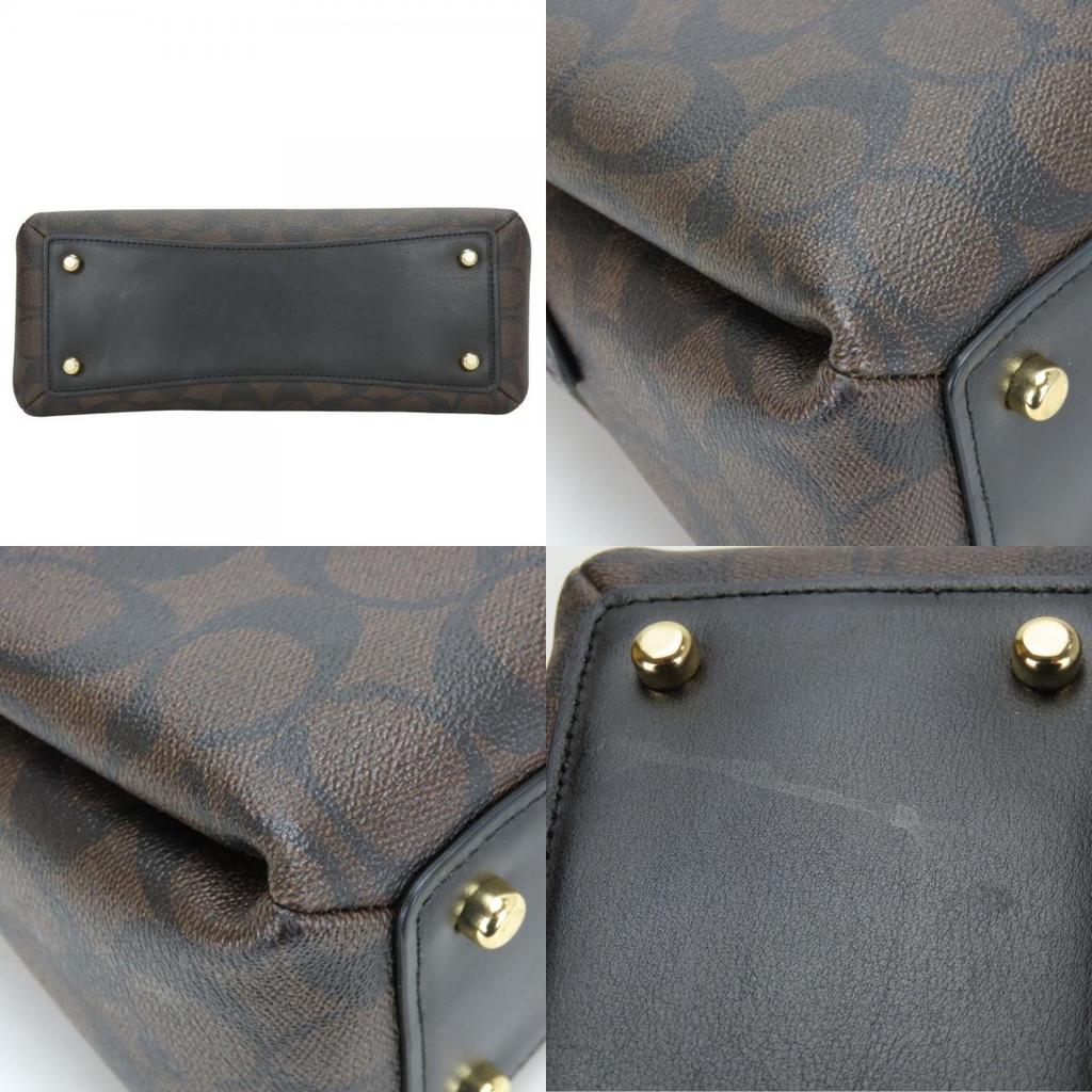 Used COACH Handbag 91494 Signature PVC/leather Dark brown black Shoulder