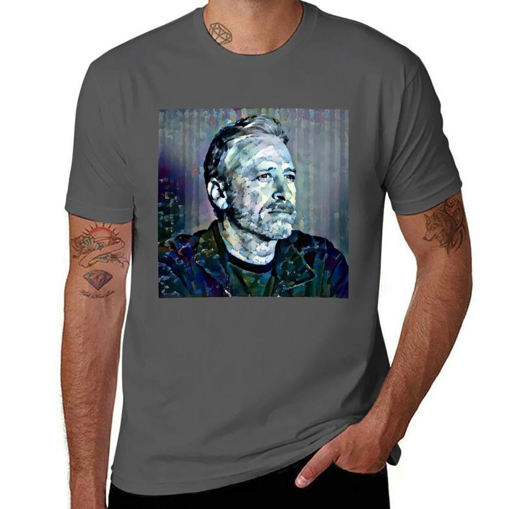 Jon Stewart Pop Art Portrait TShirt Athletic Quick Dry TShirt for Men