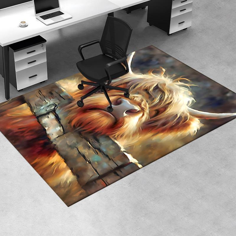 Highland Cow Chair Mat: Office Carpet, Oversized Rug for Home Decor, Sofa Mat, Desk Pad Gift Suitable for Bedroom, Living Room, Any Room