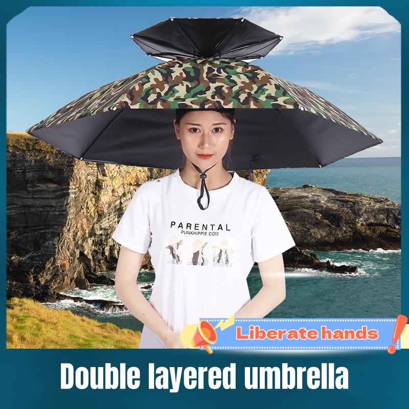 Umbrelă de ploaie portabilă Protecție UV Pălărie umbrelă de cap Pliabilă Exterior Călătorie Pescuit Parasolar Impermeabilă Șapcă de camping Articole de acoperit cap