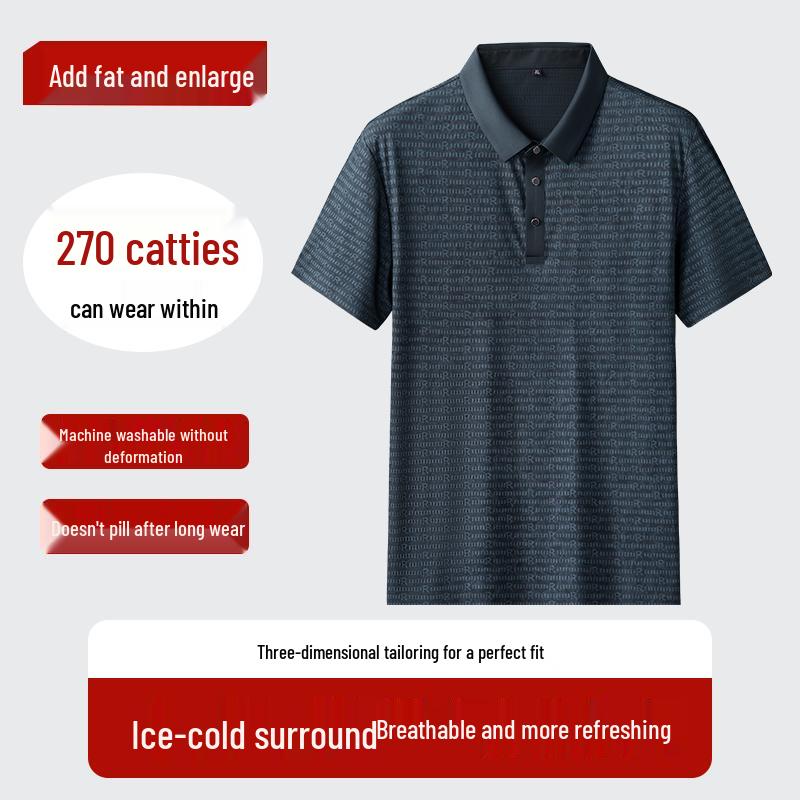 Men s Plus Size Striped Seamless Polo Shirt 5XL
