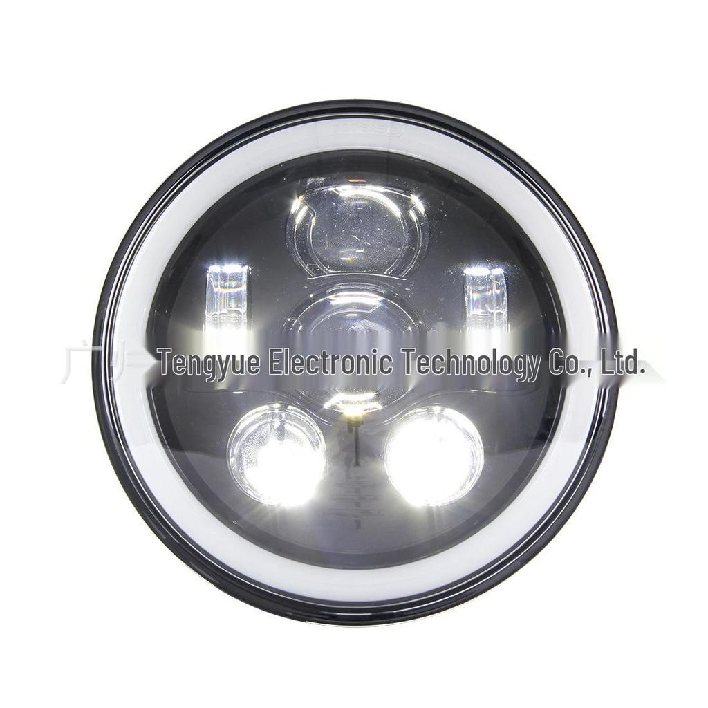 45W 7" Full Circle LED Headlight for Jeep & Harley with White/Yellow DRL, High & Low Beam