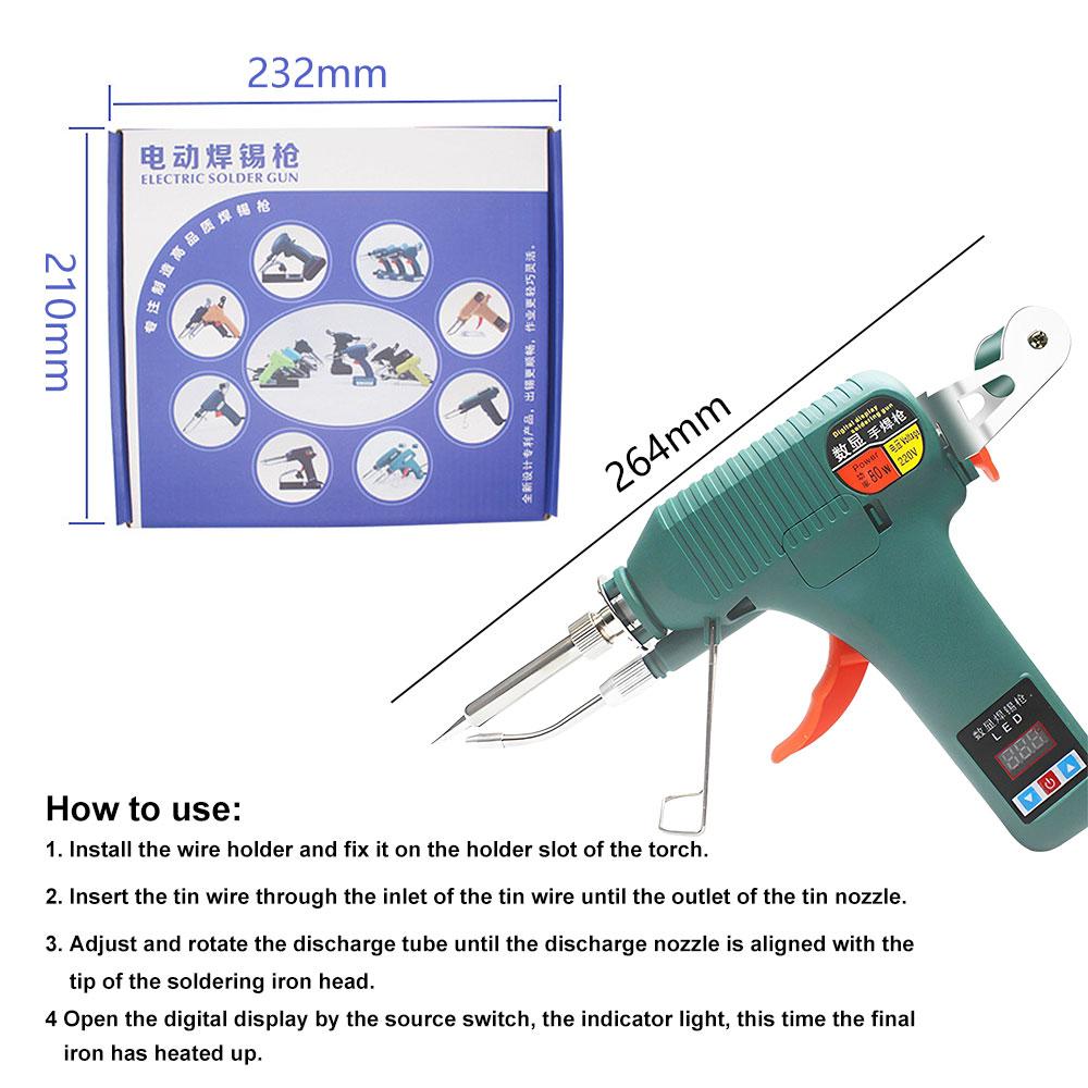 80W 120W Digital Handheld Soldering Gun US 110V/EU 220V Adjustable Temperature Automatic Soldering Gun Soldering Iron