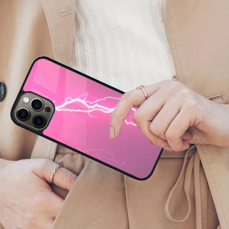 Pink Lightning Bolt Bumper Magnetic Phone Case For APPLE iPhone 17 Air 16 14 13 12 Pro Max 15 Plus Wireless Charge MagSafe Cover
