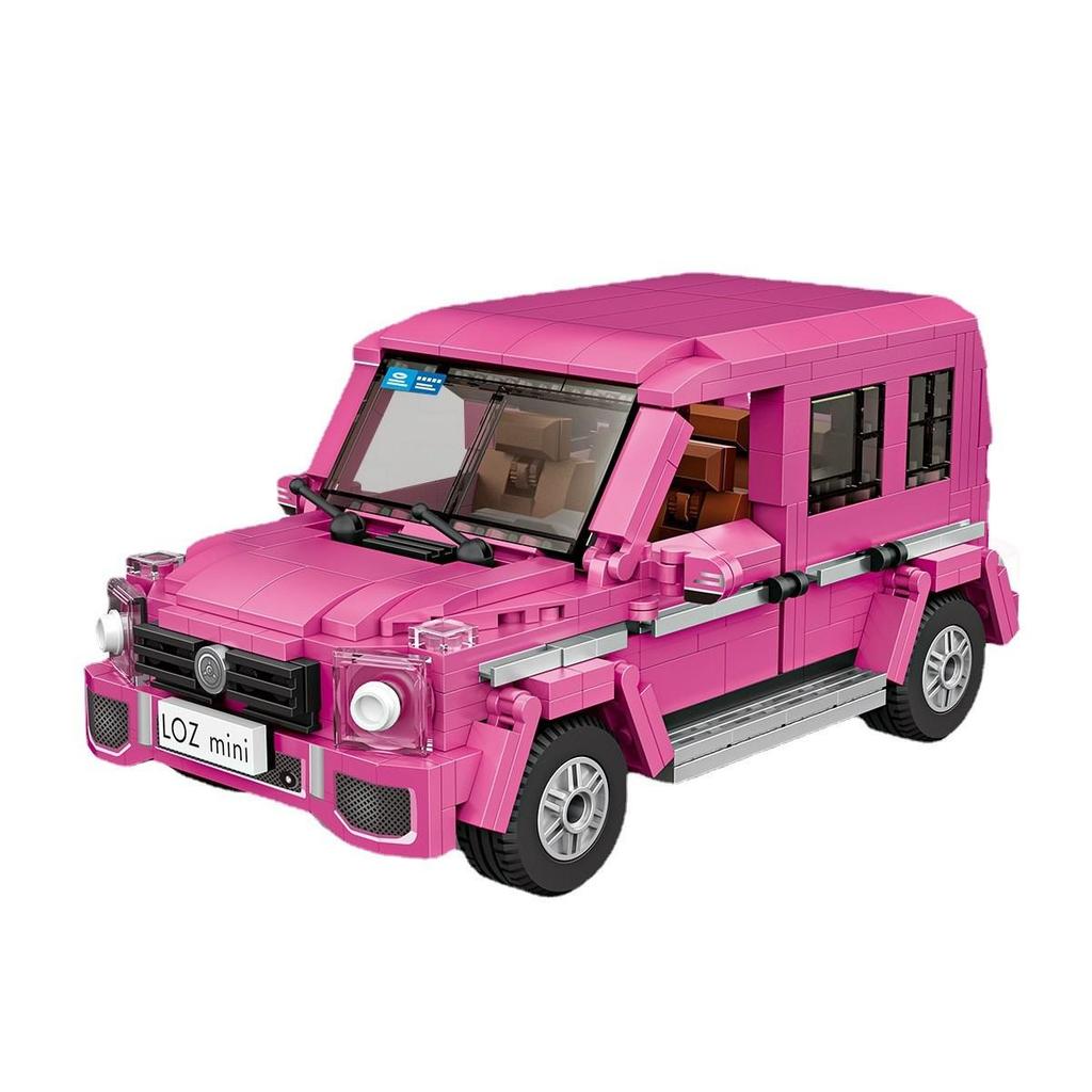 LOZ 1129 Model de vehicul roz ușă de mașină off-road care se poate deschide Jeep taxi autobuz 3D bricolaj mini blocuri cărămizi jucărie de construcție fără cutie