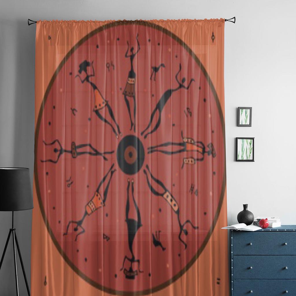 Figures Of African Dancers Tulle Curtains For Living Room Sheer Curtain Bedroom Veil Organza Decorative Window Treatments