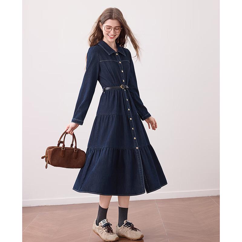 Betu Women's Belted Denim A-line Dress