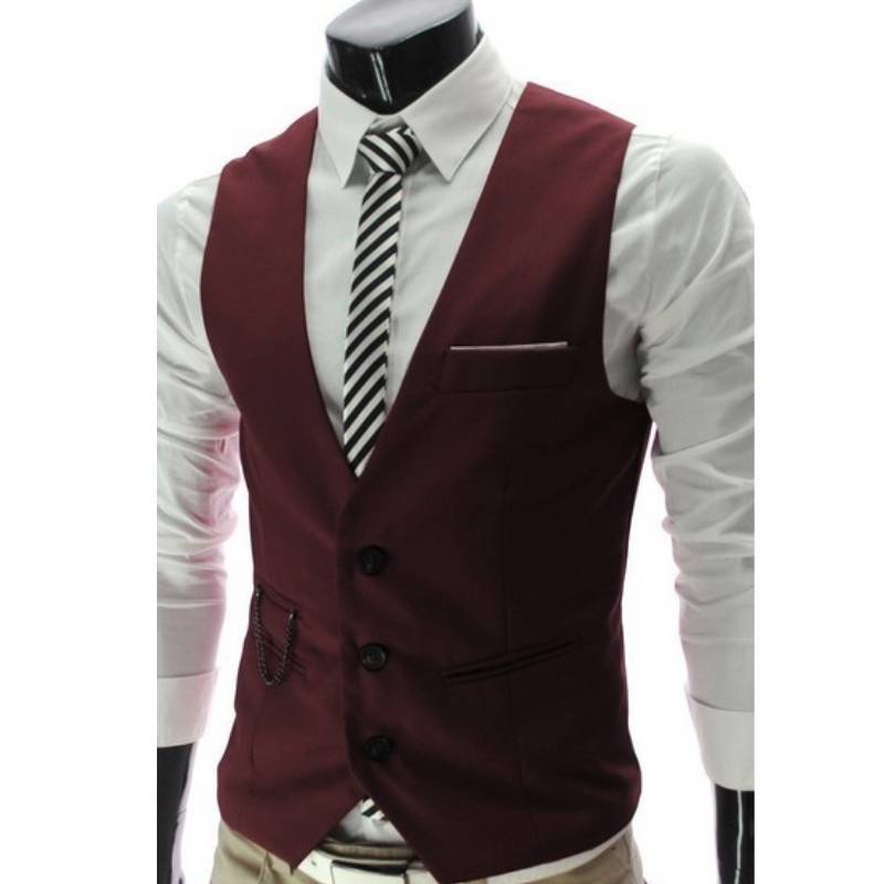 Mens Slim Fit British Style Vest With Polyester Fabric For Casual And Wedding Use