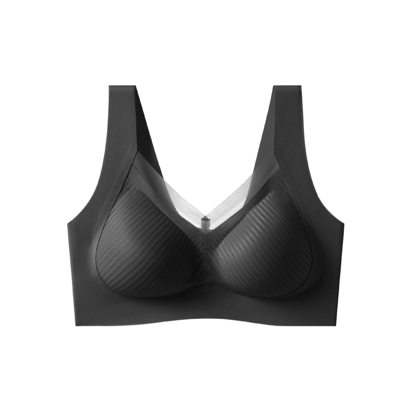 

Seamless Lingerie Women s Mesh Lace Bra Casual Three-dimensional Pattern Elegant No Underwire Bra Push Up Bra M чорний