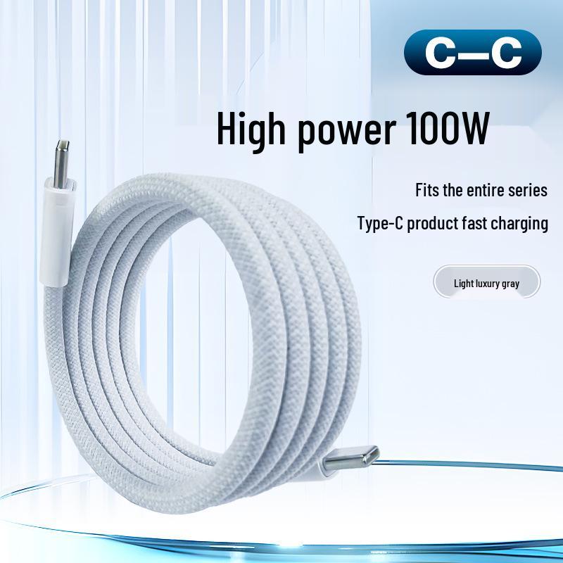 100W Dual Type-C Magnetic Braided Fast Charging Cable for Tablets & Computers - Compatible with Apple & Android Devices