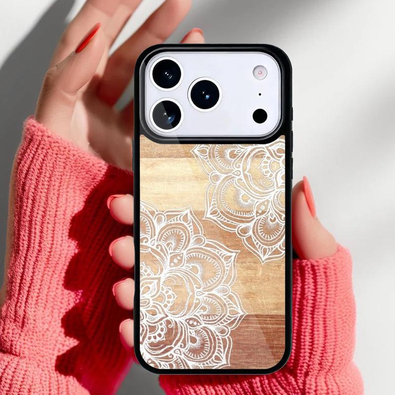 wood mandala Texture Printed Phone Case for iPhone 17 Air 16e 15 14 13 Pro Max Back Cover for 12 11 Pro Coque