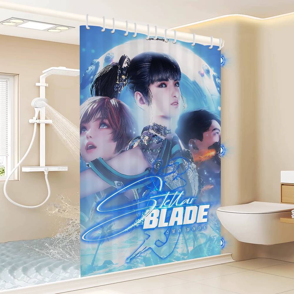 Game Stellar Blade Bathroom Shower Curtain Shielding Partition Shower Curtain Quick Dry Can Be Scrubable Light Opaque Bath
