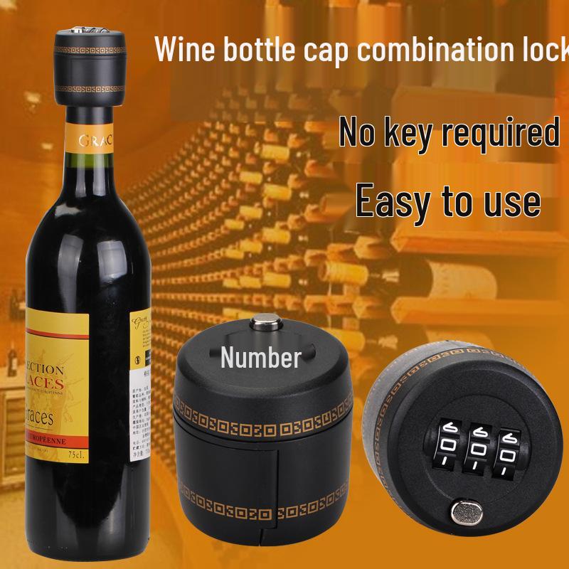 Trava para Garrafa de Vinho Tinto - Tampa com Senha Segura para Vinho e Destilados