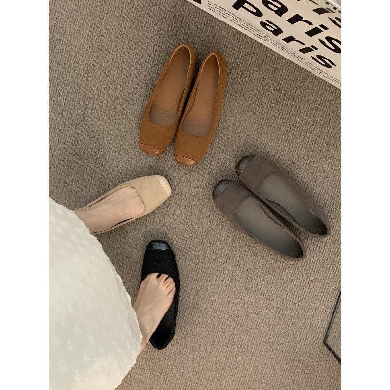 Flat-bottomed French temperament apricot single shoes fairy shoes spring and autumn 2025 new summer gentle small fragrant wind evening grandma shoes