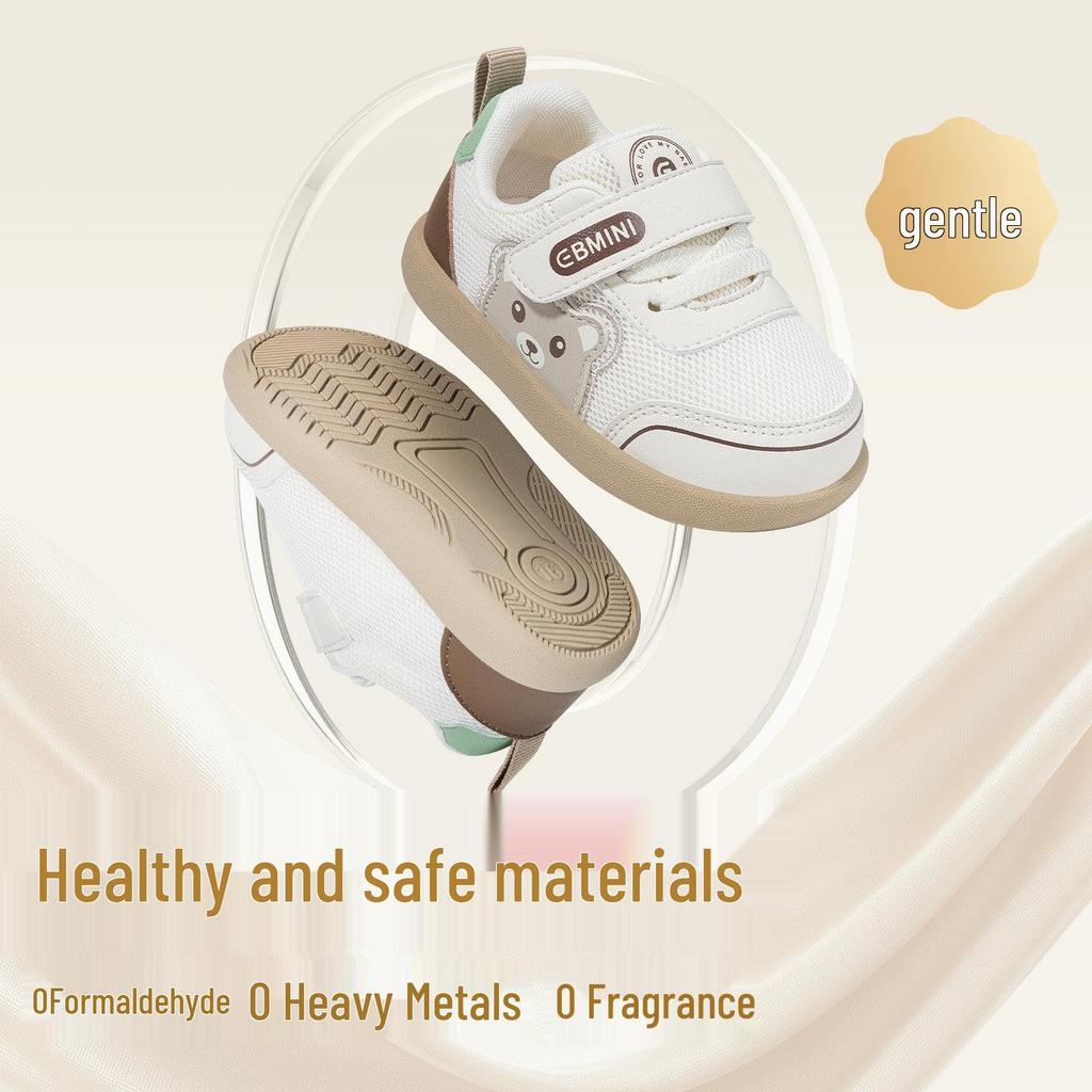 Yingbeimi Ni Children's Barefoot First Walker Shoes 2026 - Spring Cartoon Style for Toddlers, Girls & Boys with Little Bear Design.