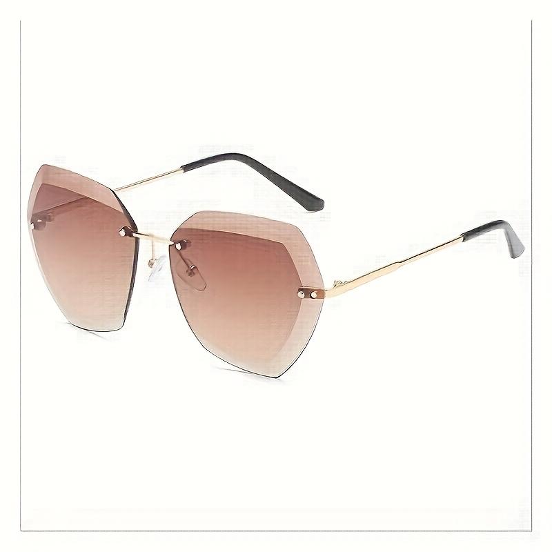 

1Pcs European And American Fashion Trend Diamond Trimmed Women S Sun Metal Glasses Frameless Uv Resistant Sunglasses