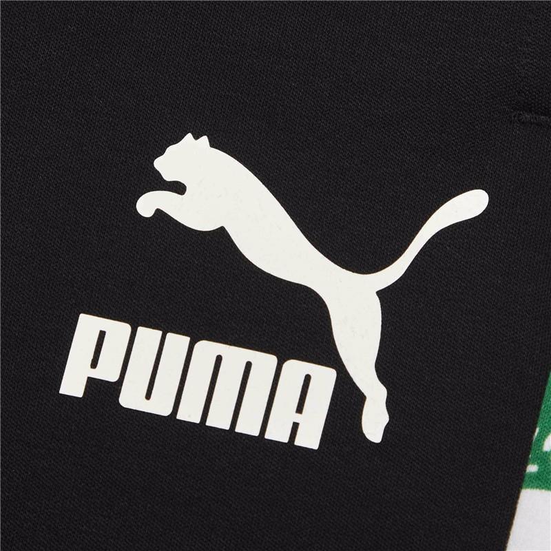 Puma Men's Black Jogger Pants With Colorful All-Over Print Side Panel And White Logo Casual 531291-01
