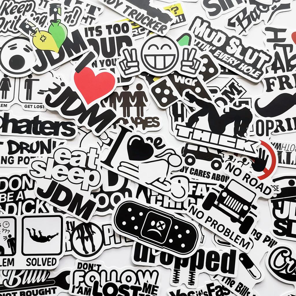 50 ks Vtipné USDM Herafra Sticker Bomb Paródia Nálepky JDM Drift Pretekárske Auto Nálepky