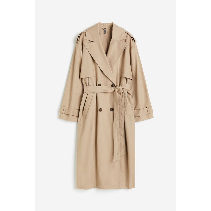 

Женский ветрозащитный плащ HM, осенняя мода, простой британский стиль, диагональная ткань, двубортное пальто 1209988 Beige 170/104A