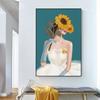 Abstract Flower Women Posters and Prints Sexy Lady Wall Art Decorative Paintings Nordic Canvas Pictures for Interior Home Decor