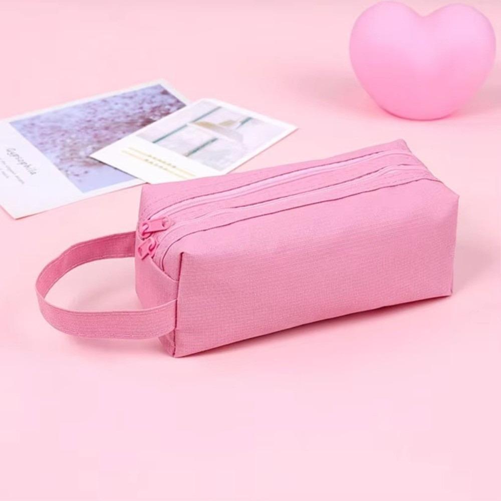 Double Zippers Pencil Pouch Waterproof Stationery Case Durable Pencil Case