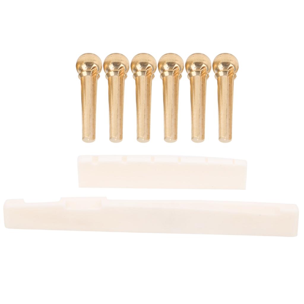 String Stud Kit Ox Bone Guitar Nut and Saddle Strings Tension Adjustment Tool Accessories(Copper String Stud Ox Bone