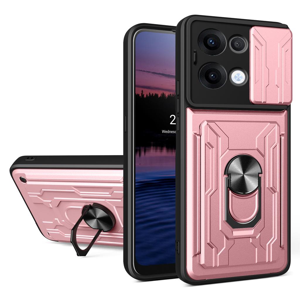 For Oppo Reno13 5G (Global) Case PC+TPU Kickstand Phone Back Cover with Camera Slider