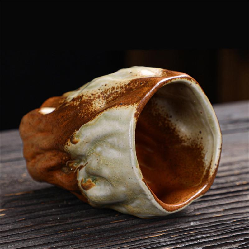 150ml Japoński Imitacja Młotkowanej Ceramiki Nieregularny Kubek do Kawy Vintage Ceramiczny Kubek Mistrzowski Zestaw do Herbaty Kung Fu Filiżanka Naczynia do Picia