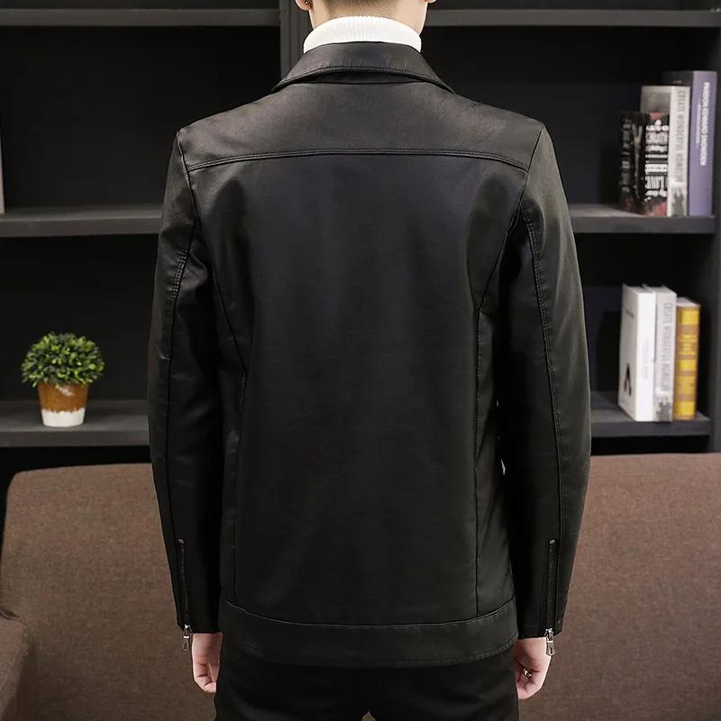 Handsome Men's Leather Jacket Men's Brand Fleece Warm Leather Jackets Men Autumn Winter New Trend Plus Size